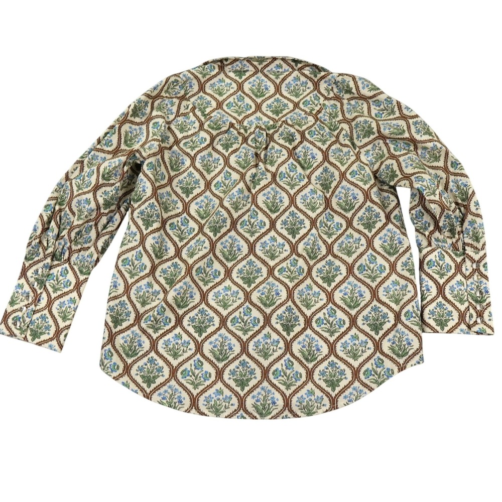 Tuckernuck Porcelain Bouquet Corrigan Blouse Medium Trellis Block Print Top - Picture 4 of 12